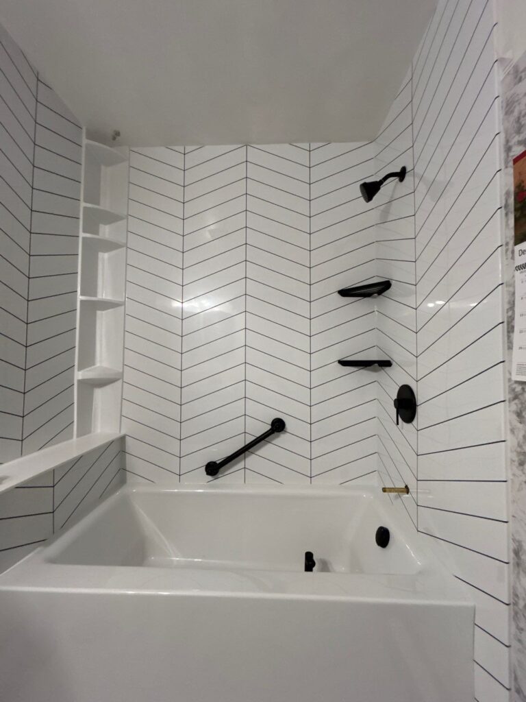 Oversized show to tub conversion with heavy duty acrylic walls and pan